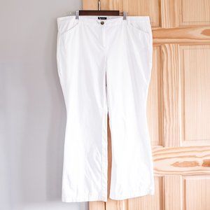 Land's End White 100% Cotton Trouser Pants Nautical Coastal Preppy Sz 18